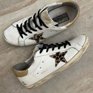 Golden Goose Gold Leopard SuperStar Calf Hair Sneaker